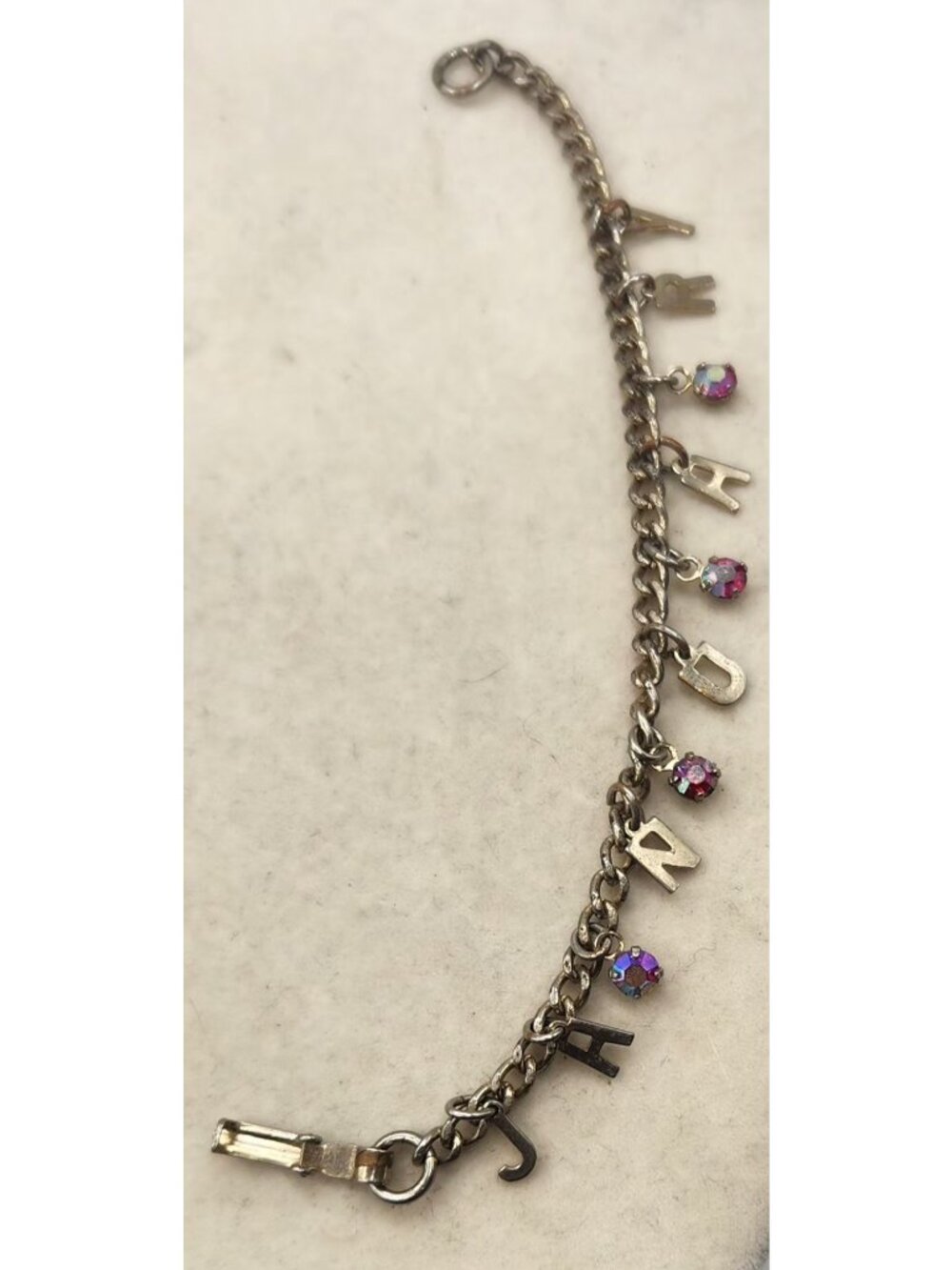 Vintage Charm Bracelet - JANUARY Letters & Aurelias Borealis Accent Charms